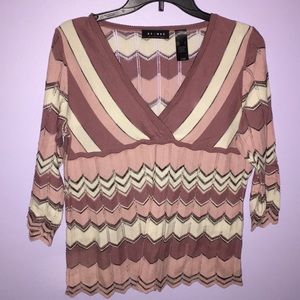 Chevron V Neck Axcess by Liz Claiborne Knit Blouse